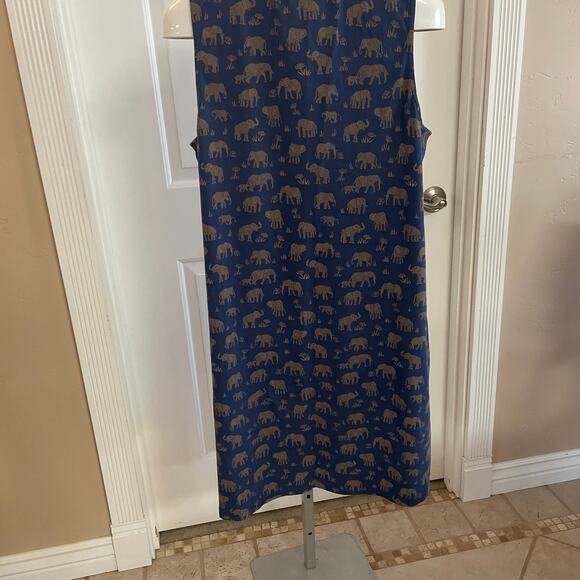 Mata Traders Shift Dress XL Organic Cotton Pockets Elephants Fair Trade - Picture 3 of 6